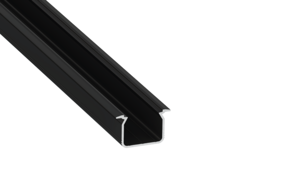 Perfíl Aluminio KIMERA-"UHRE" Anodizado Negro con Difusor Opal , Tapones y Clips Sujección 2,02M