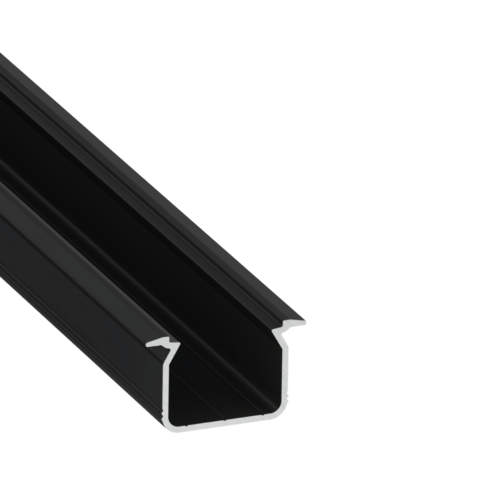 ll_38_0971_20_0 Perfíl Aluminio KIMERA-"UHRE" Anodizado Negro con Difusor Opal , Tapones y Clips Sujección 2,02M