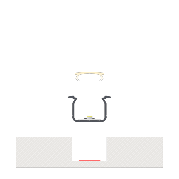 ll_38_1000_20_2 Perfíl Aluminio KIMERA-"UHRE" Anodizado Plata con Difusor Opal , Tapones y Clips Sujección 2,02M