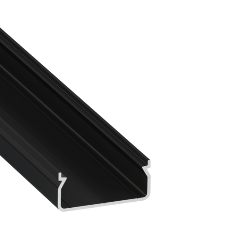 ll_38_1091_20_0 Perfíl Aluminio KIMERA-"EGEN" Anodizado Negro con Difusor Opal , Tapones y Clips Sujección 2,02M