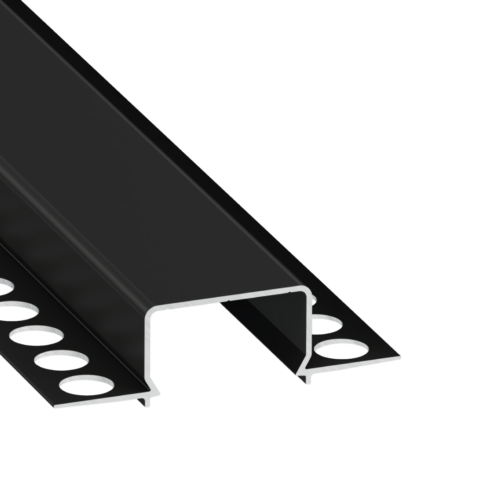 Perfíl Aluminio KIMERA-"HORST" Anodizado Negro con Difusor Opal , Tapones y Clips Sujección 2,02M