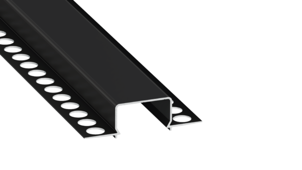ll_38_1211_20_0 Perfíl Aluminio KIMERA-"HORST" Anodizado Negro con Difusor Opal , Tapones y Clips Sujección 2,02M