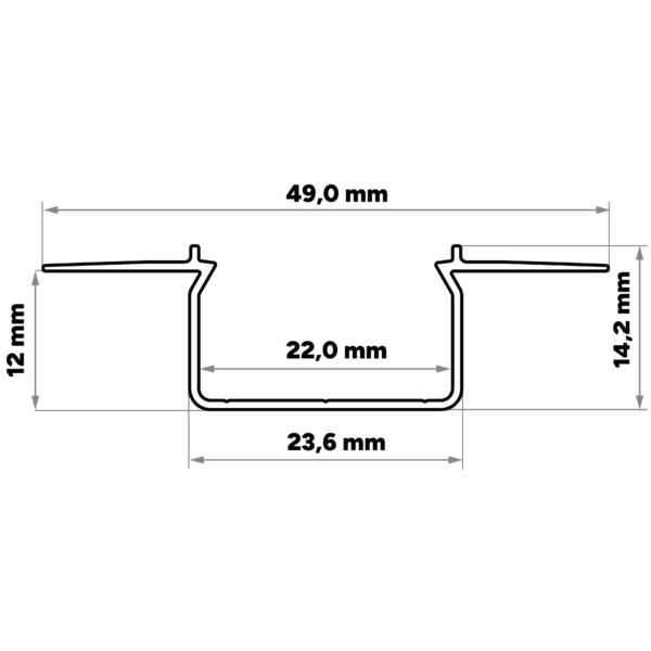 ll_38_1211_20_2 Perfíl Aluminio KIMERA-"HORST" Anodizado Negro con Difusor Opal , Tapones y Clips Sujección 2,02M