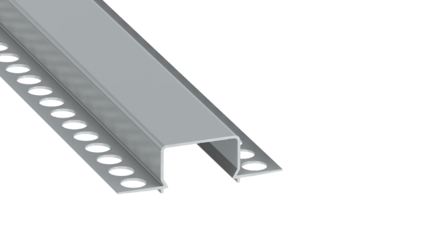 ll_38_1240_20_0 Perfíl Aluminio KIMERA-"HORST" Anodizado Plata con Difusor Opal , Tapones y Clips Sujección 2,02M