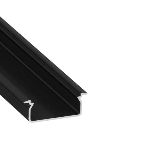 Perfíl Aluminio KIMERA-"TVED" Anodizado Negro con Difusor Opal , Tapones y Clips Sujección 2,02M