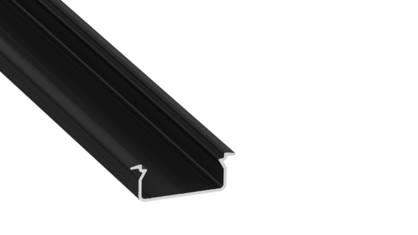 ll_38_1331_20_0 Perfíl Aluminio KIMERA-"TVED" Anodizado Negro con Difusor Opal , Tapones y Clips Sujección 2,02M