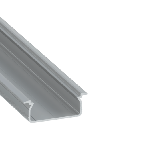 ll_38_1360_20_0 Perfíl Aluminio KIMERA-"TVED" Anodizado Plata con Difusor Opal , Tapones y Clips Sujección 2,02M