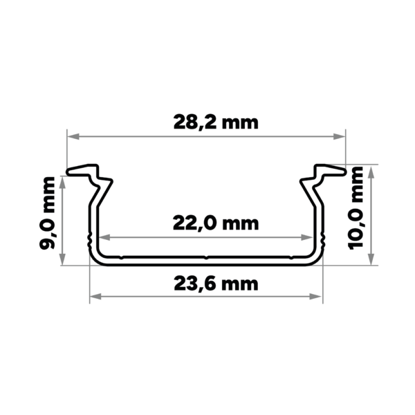 ll_38_1360_20_1 Perfíl Aluminio KIMERA-"TVED" Anodizado Plata con Difusor Opal , Tapones y Clips Sujección 2,02M