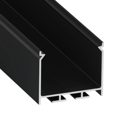 ll_38_1451_20_0 Perfíl Aluminio KIMERA-"NORS" Anodizado Negro con Difusor Opal , Tapones y Clips Sujección 2,02M
