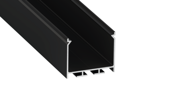 ll_38_1451_20_0 Perfíl Aluminio KIMERA-"NORS" Anodizado Negro con Difusor Opal , Tapones y Clips Sujección 2,02M