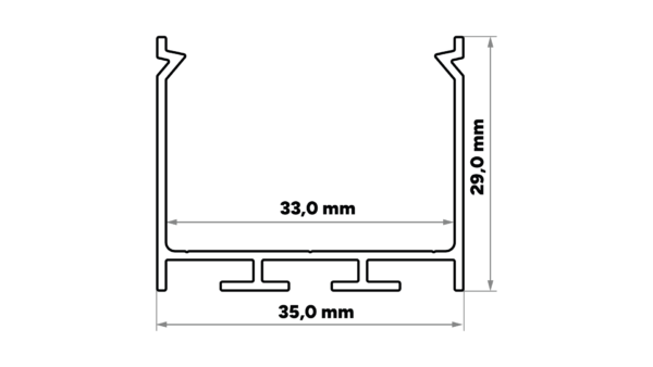 ll_38_1451_20_3 Perfíl Aluminio KIMERA-"NORS" Anodizado Negro con Difusor Opal , Tapones y Clips Sujección 2,02M