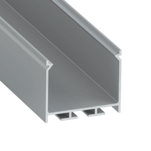 Perfíl Aluminio KIMERA-"NORS" Anodizado Plata con Difusor Opal , Tapones y Clips Sujección 2,02M