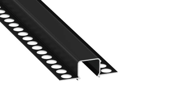 ll_38_1571_20_0 Perfíl Aluminio KIMERA-"MOSSO" Anodizado Negro con Difusor Opal , Tapones y Clips Sujección 2,02M
