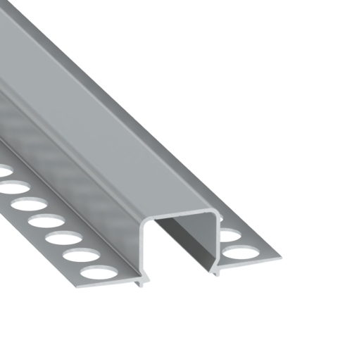 Perfíl Aluminio KIMERA-"MOSSO" Anodizado Plata con Difusor Opal , Tapones y Clips Sujección 2,02M