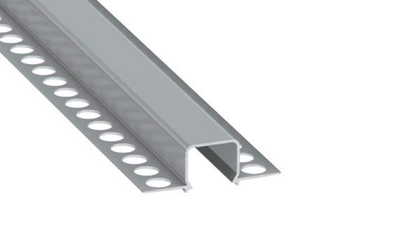 ll_38_1600_20_0 Perfíl Aluminio KIMERA-"MOSSO" Anodizado Plata con Difusor Opal , Tapones y Clips Sujección 2,02M