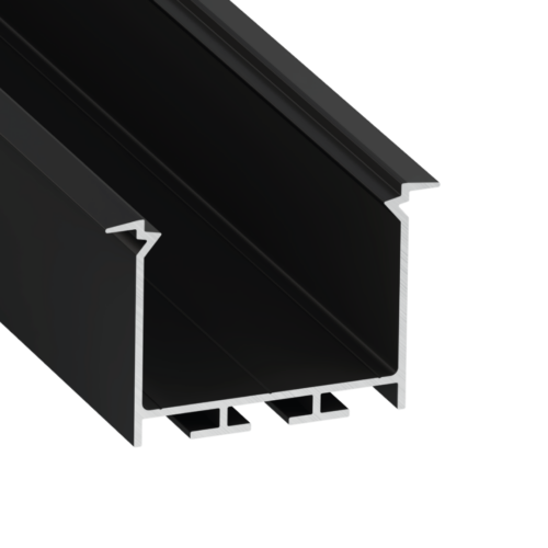 ll_38_1691_20_0 Perfíl Aluminio KIMERA-"HEDE" Anodizado Negro con Difusor Opal , Tapones y Clips Sujección 2,02M