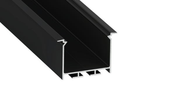 ll_38_1691_20_0 Perfíl Aluminio KIMERA-"HEDE" Anodizado Negro con Difusor Opal , Tapones y Clips Sujección 2,02M