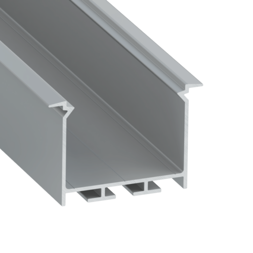 ll_38_1720_20_0 Perfíl Aluminio KIMERA-"HEDE" Anodizado Plata con Difusor Opal , Tapones y Clips Sujección 2,02M