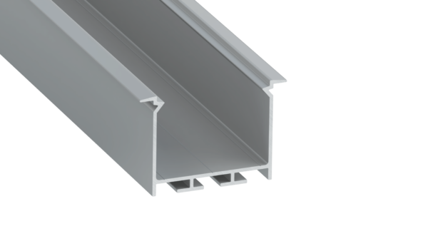 ll_38_1720_20_0 Perfíl Aluminio KIMERA-"HEDE" Anodizado Plata con Difusor Opal , Tapones y Clips Sujección 2,02M