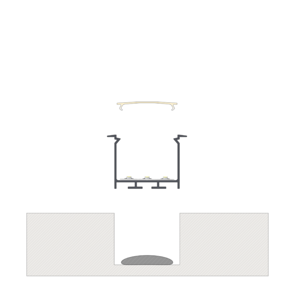 ll_38_1720_20_2 Perfíl Aluminio KIMERA-"HEDE" Anodizado Plata con Difusor Opal , Tapones y Clips Sujección 2,02M