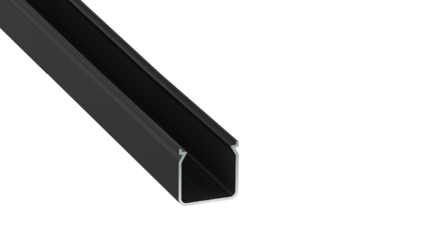 ll_38_1811_20_0 Perfíl Aluminio KIMERA-"HELSE" Anodizado Negro con Difusor Opal , Tapones y Clips Sujección 2,02M