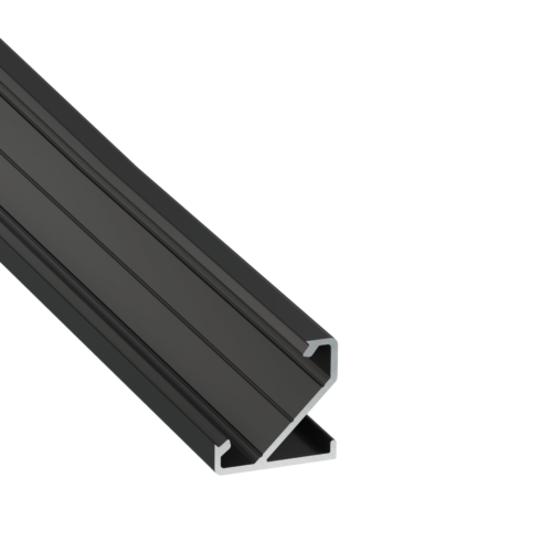 ll_38_2171_20_0 Perfíl Aluminio KIMERA-"BARDE" Anodizado Negro con Difusor Opal , Tapones y Clips Sujección 2,02M