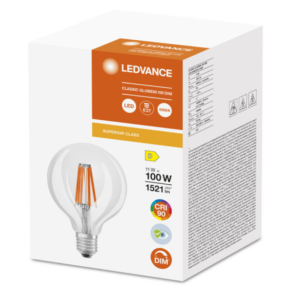 [LVE-4058075758223] Ledvance/Osram Bombilla LED "Classic" E27 11W 1521Lm 4000K 300º IP20 Regulable