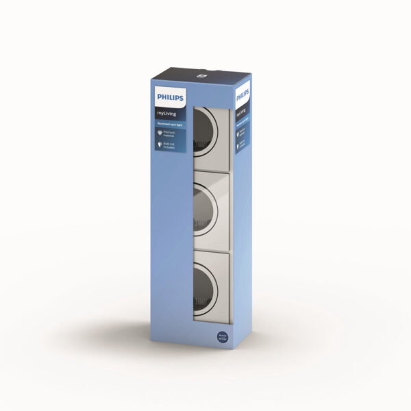 ph_8718696161036_3 Juego de 3 Aros Empotrables Philips "Donegal" Cuadrado Cromado GU10 - Sin Bombilla