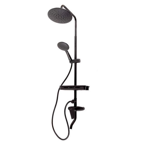 Conjunto Ducha Latón/Zinc - Acero Inoxidable- ABS, Negro, Agua Caliente-Fría, Monomando [QLI-FA-3019]