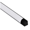 Perfíl Aluminio Negro para Tira LED Instalación Esquinas - Difusor Opal x 2M