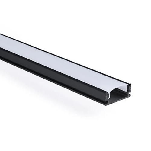 Perfíl Aluminio Negro para Tira LED - Difusor Opal