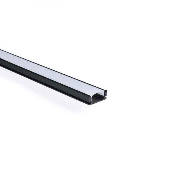 Perfíl Aluminio Negro para Tira LED - Difusor Opal