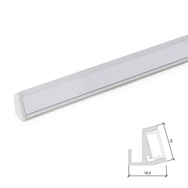 Perfíl Aluminio para Tira LED Estanterías Cristal 6Mm x 1M
