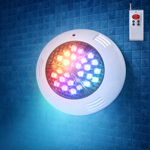 Foco de Piscina LED 36W RGB con Mando Distancia  Ø295mm 30,000H Montaje superficie [WR-295-2AS-36W-RGB]