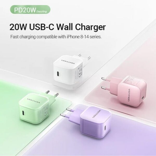 Cargador de Pared GaN Vention FEJG0-EU/ 1xUSB Tipo-C/ 20W