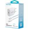 Cargador de Pared GaN Vention G12W0-EU/ 1xUSB Tipo-C + Cable USB Tipo-C/ 1xUSB/ 20W