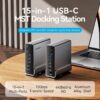 Docking USB Tipo-C Vention TPUH0/ 2xHDMI 4K/ 1xDisplayPort/ 3xUSB Tipo-C/ 5xUSB/ 1xRJ45/ 1xLector de Tarjetas/ 1xJack 3.5/ 1xUSB Tipo-C PD/ Gris