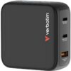 Cargador de Pared Universal GaN para Viaje Verbatim Mini GaN Charger Con Pantalla/ 2xUSB Tipo-C/ 1xUSB/ 100W