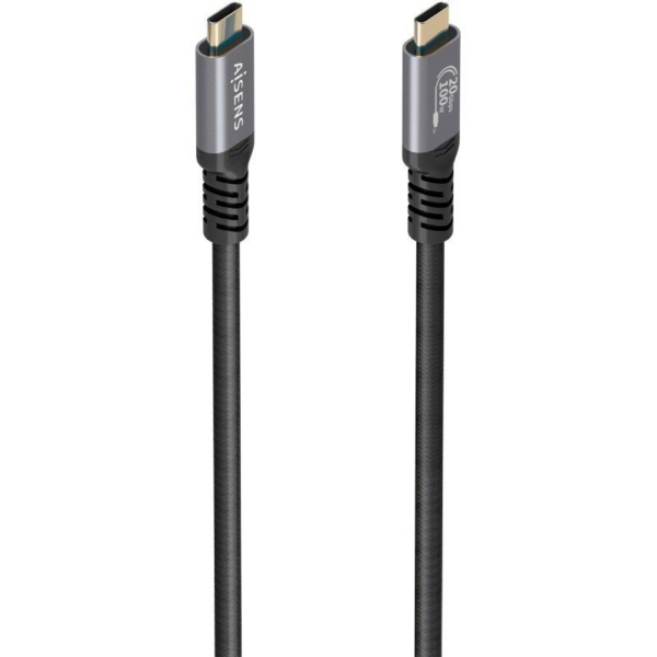 Cable USB 3.2 Tipo-C Aisens A107-0988/ USB Tipo-C Macho - USB Tipo-C Macho/ Hasta 100W/ 20Gbps/ 3m/ Negro