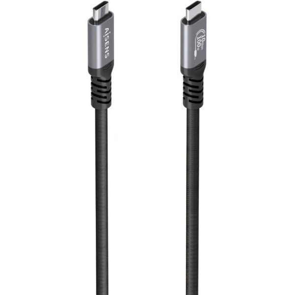 Cable USB 3.2 Tipo-C Aisens A107-0990/ USB Tipo-C Macho - USB Tipo-C Macho/ Hasta 100W/ 10Gbps/ 5m/ Negro