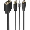 Cable Conversor Aisens A122-1014 SVGA Macho - USB Macho - Jack Macho/ HDMI Macho/ 1.5m/ Negro