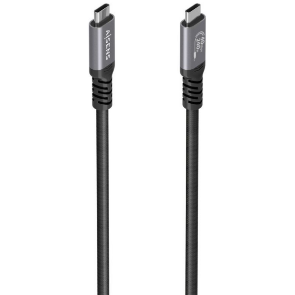 Cable USB 4.0 Tipo-C Aisens A156-0996/ USB Tipo-C Macho - USB Tipo-C Macho/ Hasta 240W/ 40Gbps/ 2m/ Negro
