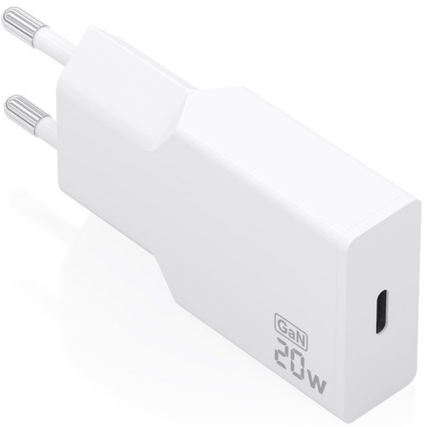 Cargador de Pared GaN Aisens A110-0997/ 1xUSB Tipo-C/ 20W/ Blanco