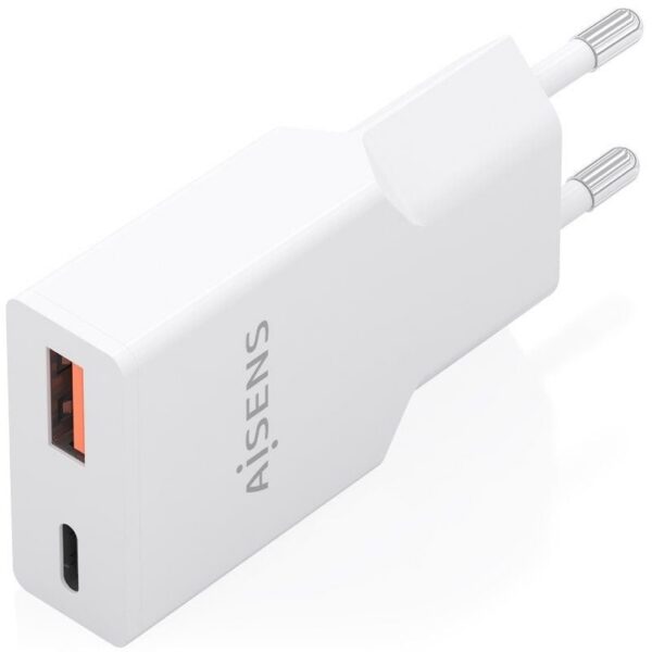 Cargador de Pared GaN Aisens A110-1002/ 1xUSB Tipo-C/ 1xUSB/ 30W/ Blanco
