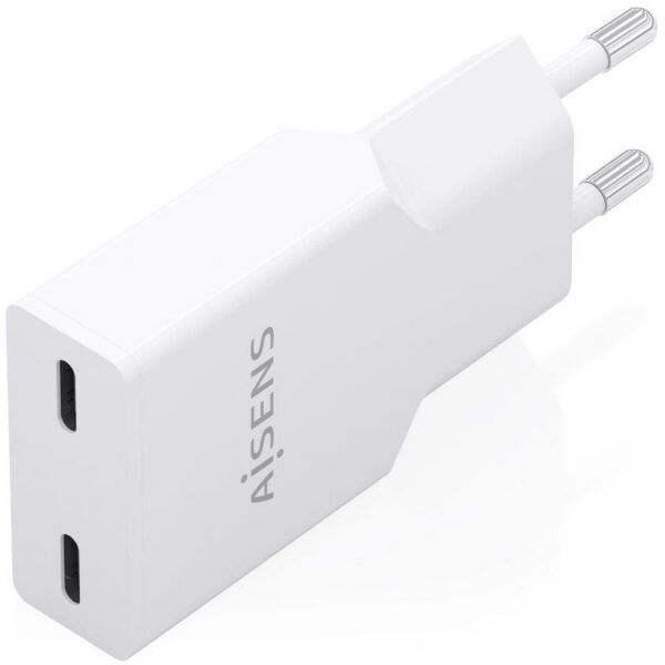 Cargador de Pared GaN Aisens A110-1003/ 2xUSB Tipo-C/ 30W/ Blanco
