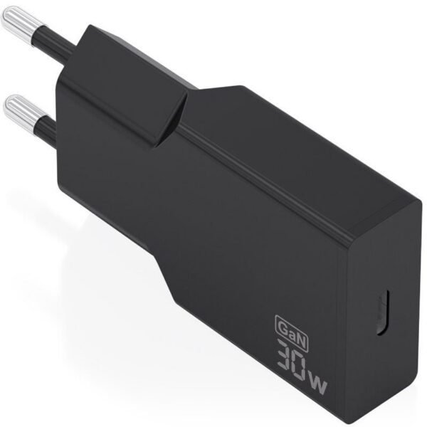 Cargador de Pared GaN Aisens A110-1004/ 1xUSB Tipo-C/ 30W/ Negro
