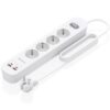 Regleta con Interruptor Aisens ASPS-2A2C12-W/ 4 Tomas de Corriente/ 2 USB - 2 USB Tipo-C/ Cable 1.4m/ Blanco