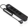 Regleta con Interruptor Aisens ASPS-2A2C13-BK/ 4 Tomas de Corriente/ 2 USB - 2 USB Tipo-C/ Cable 1.4m/ Negro