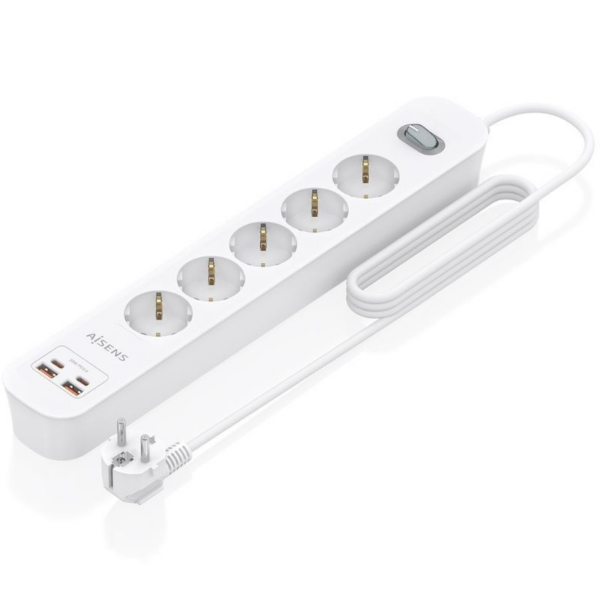 art_ais-regleta20asps-2a2c14-w_1 Regleta con Interruptor Aisens ASPS-2A2C14-W/ 5 Tomas de Corriente/ 2 USB - 2 USB Tipo-C/ Cable 1.4m/ Blanco