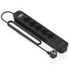Regleta con Interruptor Aisens ASPS-2A2C15-BK/ 5 Tomas de Corriente/ 2 USB - 2 USB Tipo-C/ Cable 1.4m/ Negro